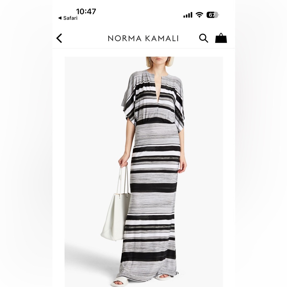 Norma Kamali black & white Striped Maxi Dress